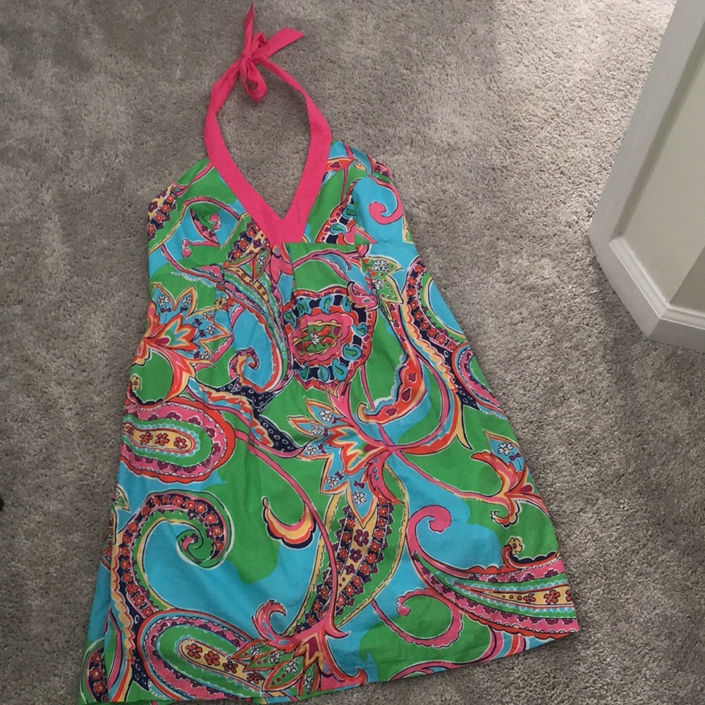 Lilly Pulitzer patterned halter dress, size 8